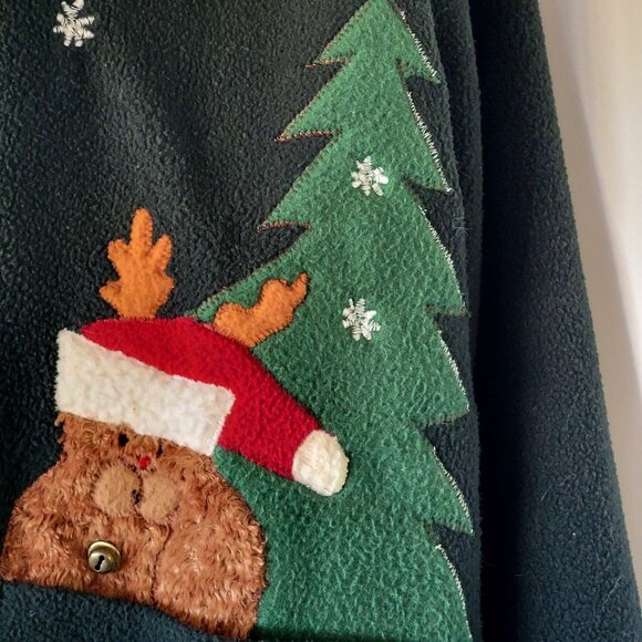 VTG Take Two Clothing Co. Christmas Fleece Jacket W/ Santa & Reindeer Applique - Picture 9 of 16
